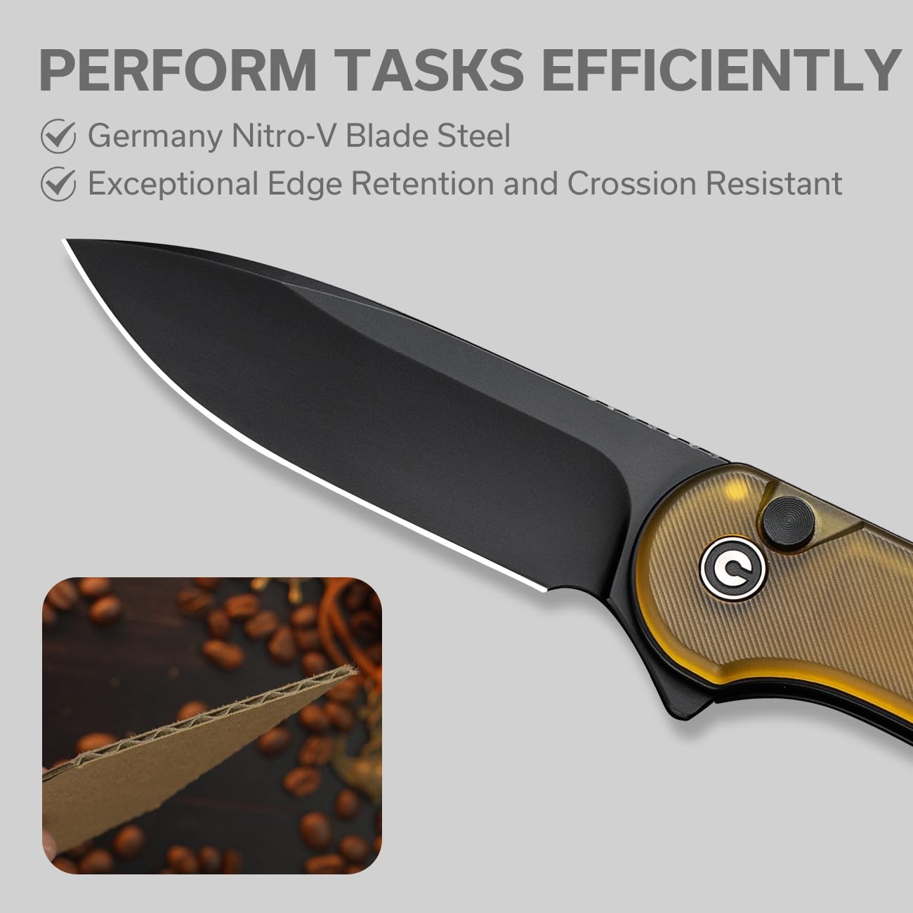 CIVIVI Elementum II Pocket Folding Knife 2.96in Blade Button Lock Deep-Carry Clip