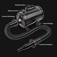 Soplador para Mascotas de 2000W, Secador de Pelo Canino con 4 Boquillas