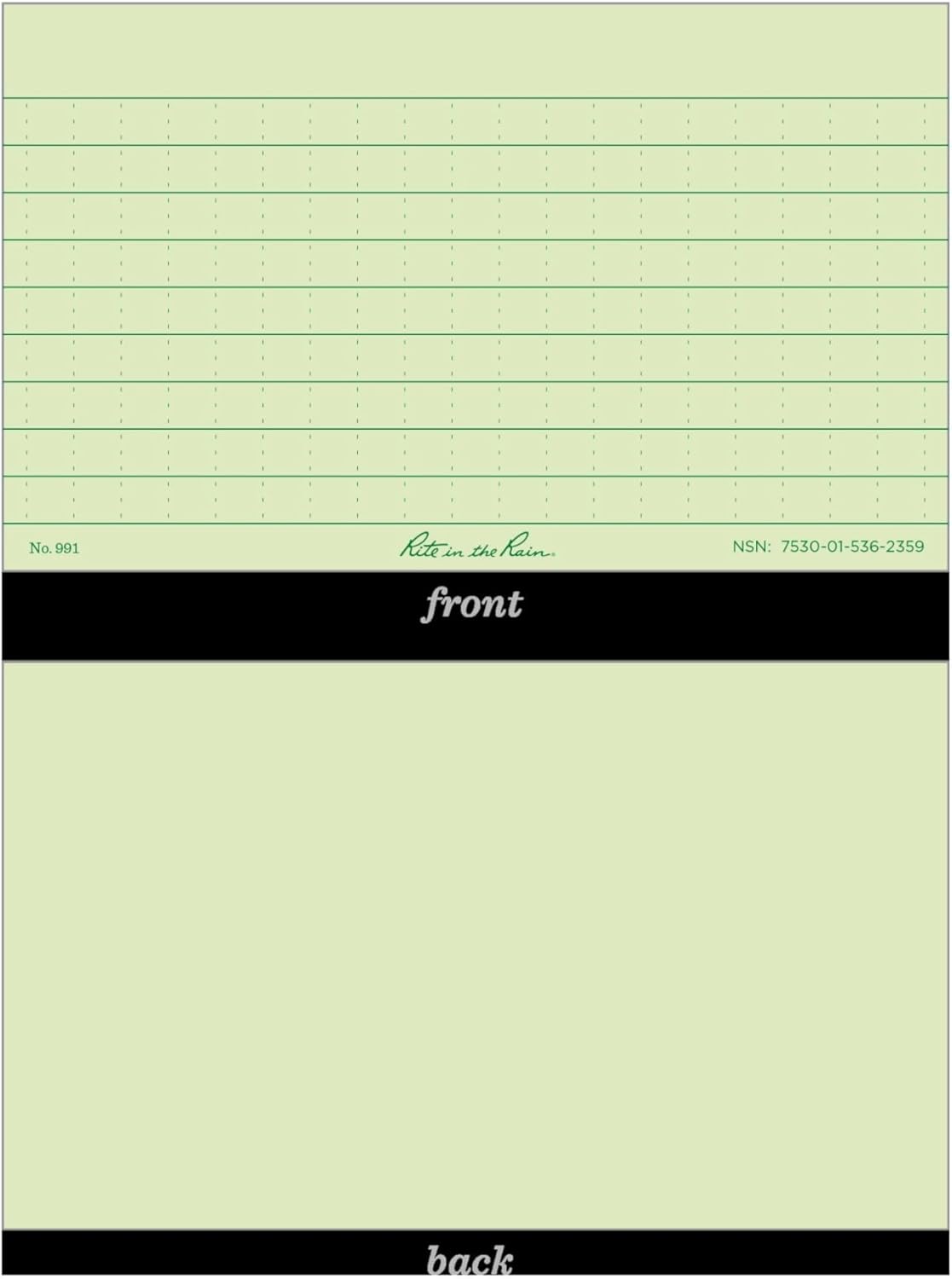 Rite in the Rain Weatherproof Index Cards, 3" x 5", Universal Pattern, Green (No. 991)