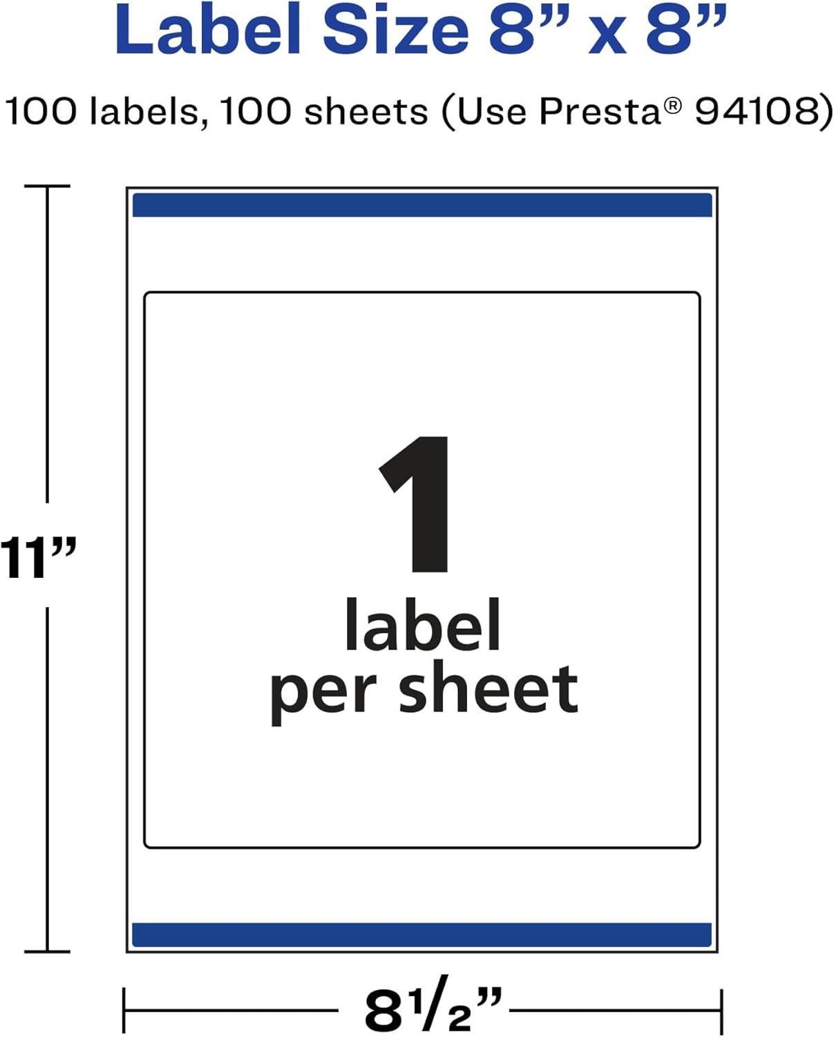 Avery Glossy Clear Square Labels, Sure Feed Technology, 8" x 8", Laser/Inkjet Printable