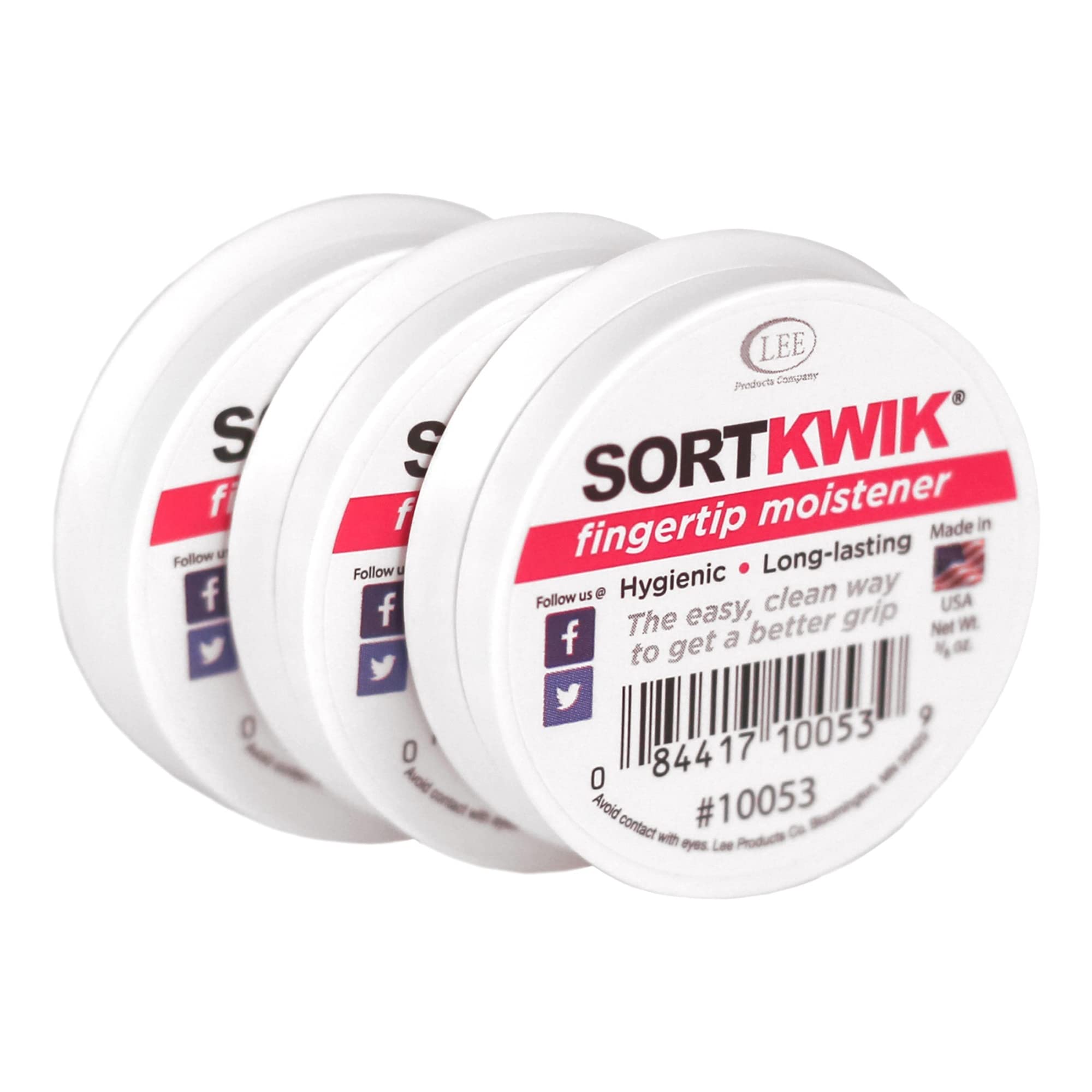 Lee Sortkwik Fingertip Moistener, 50% Recycled, 0.38 oz, Pink, Pack of 3