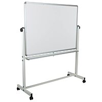 Flash Furniture HERCULES Series 53"W x 62.5"H Double-Sided Mobile White Board with Pen Tray