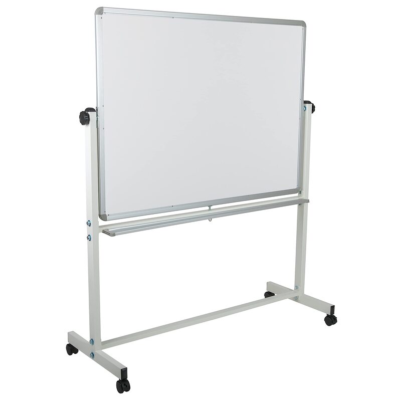 Flash Furniture HERCULES Series 53"W x 62.5"H Double-Sided Mobile White Board with Pen Tray
