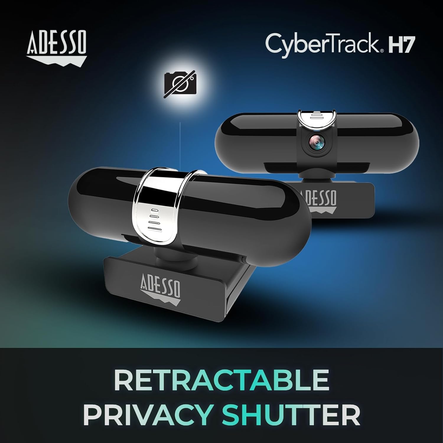 CyberTrack H7 2K Webcam with Microphone Autofocus Software Control & Privacy Cover USB QHD Computer Web Camera Plug and Play
