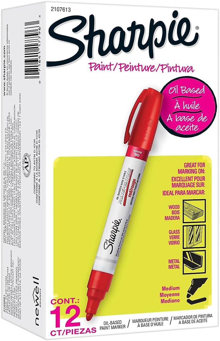 Sharpie Oil-Based Paint Marker, Medium Tip, Red, Dozen (2107613)