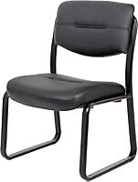 Boss Office Products LeatherPlus Bonded Leather Guest Chair, Black