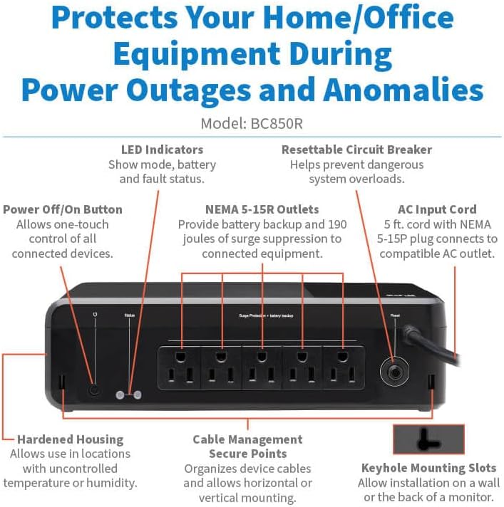 TRIPP LITE BC Series Desktop UPS - Battery Backup & Surge Protector