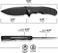 CIVIVI Folding Pocket Knife- Praxis Flipper Liner Lock Knife, 3.75" Black Stonewashed Blade with Micarta Handles, Reversible Clip for Everyday Carry Outdoor Use C803G Black Micarta