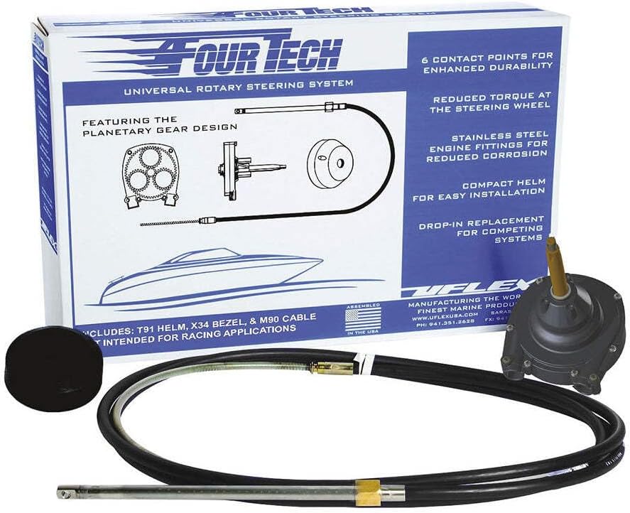 Uflex Fourtech 9' Black Mach Rotary Steering System w/Helm, Bezel & Cable