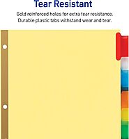 Avery 8-Tab Binder Dividers, Insertable Multicolor Big Tabs, 1 Set (11111)