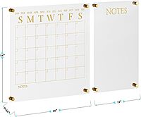 Martha Stewart Grayson Acrylic Wall Calendar and Notes Board with Dry Erase Marker
