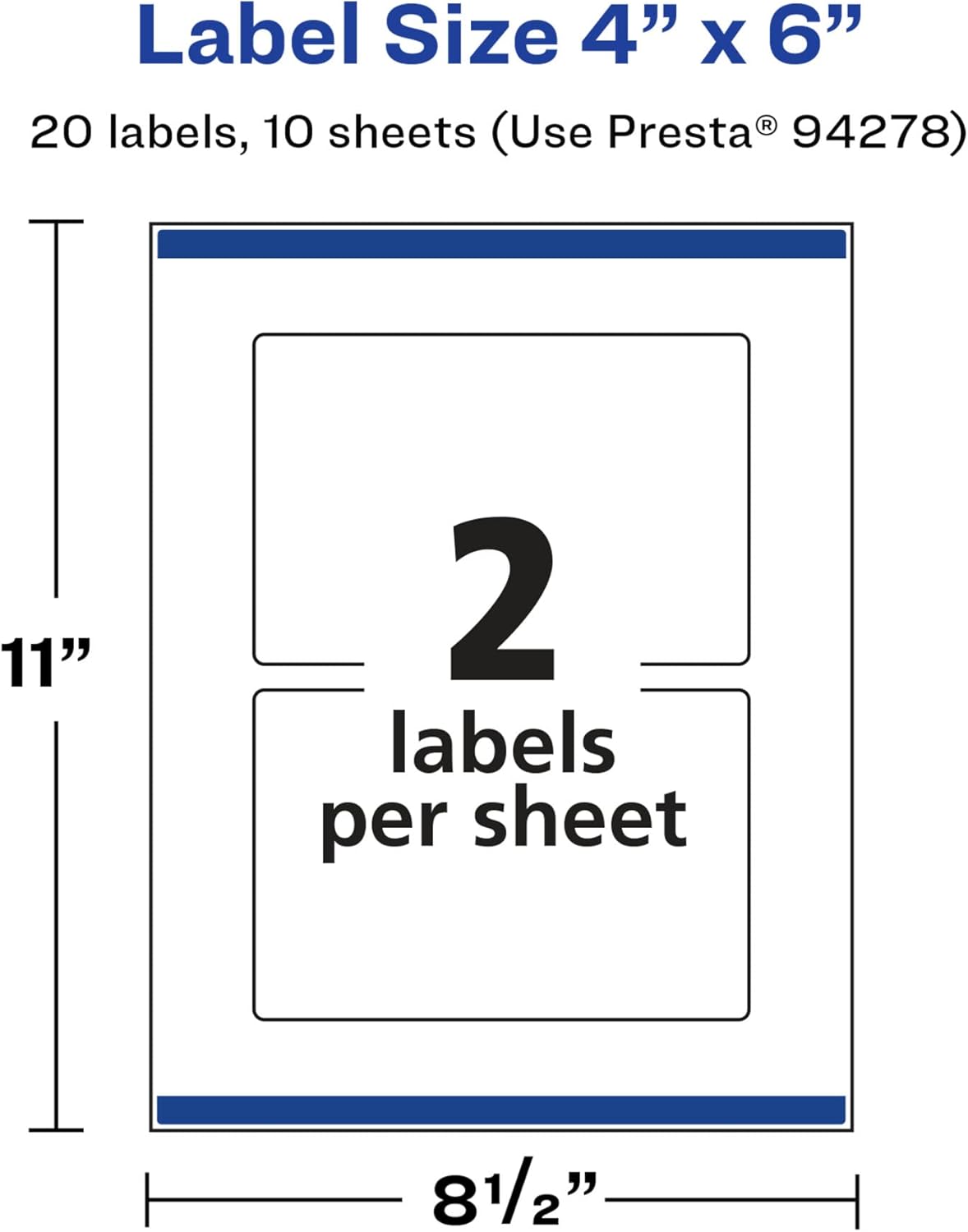 Avery Glossy White Rectangle Labels, Sure Feed, 4 in x 6 in, 20 Labels