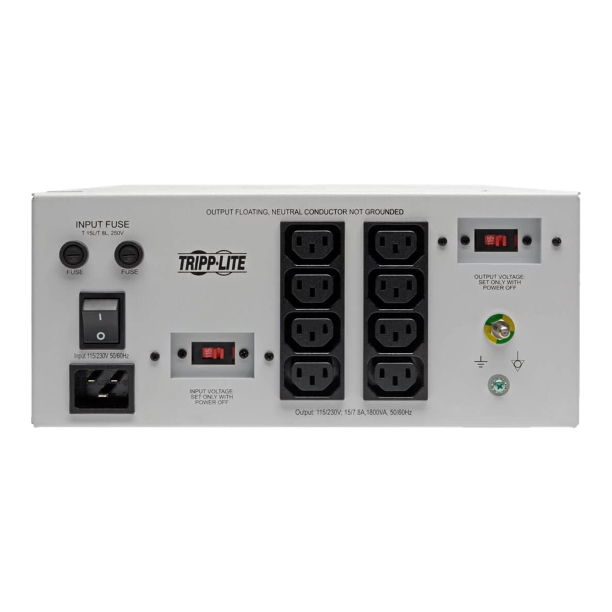 Eaton Tripp Lite Series Isolator Series Dual-Voltage 115/230V 1800W 60601-1 Medical-Grade Isolation Transformer, C20 Inlet