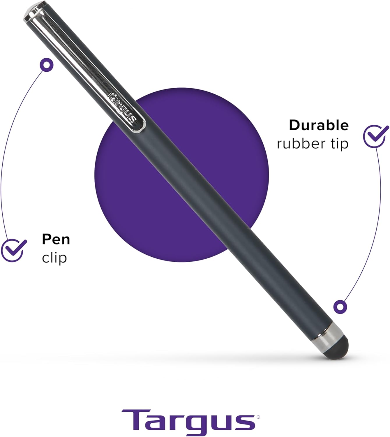 Targus Stylus for iPad, iPhone, iPod, Samsung Tablets, Smartphones and Other Touchscreen Devices, Black (AMM01TBUS)