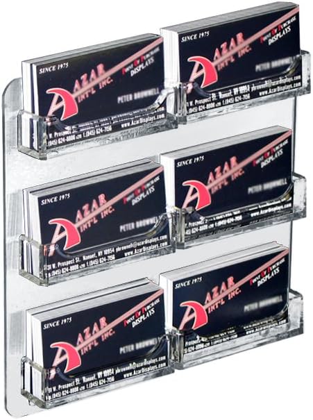 Azar Displays Business And Gift Card Holders, Wall Mount, Clear, Pack Of 2