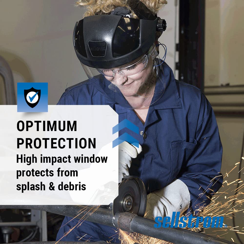 Sellstrom DP4 Face Shield - Lightweight Mask with High Impact Crown & Ratchet Headgear for Work, Grinding