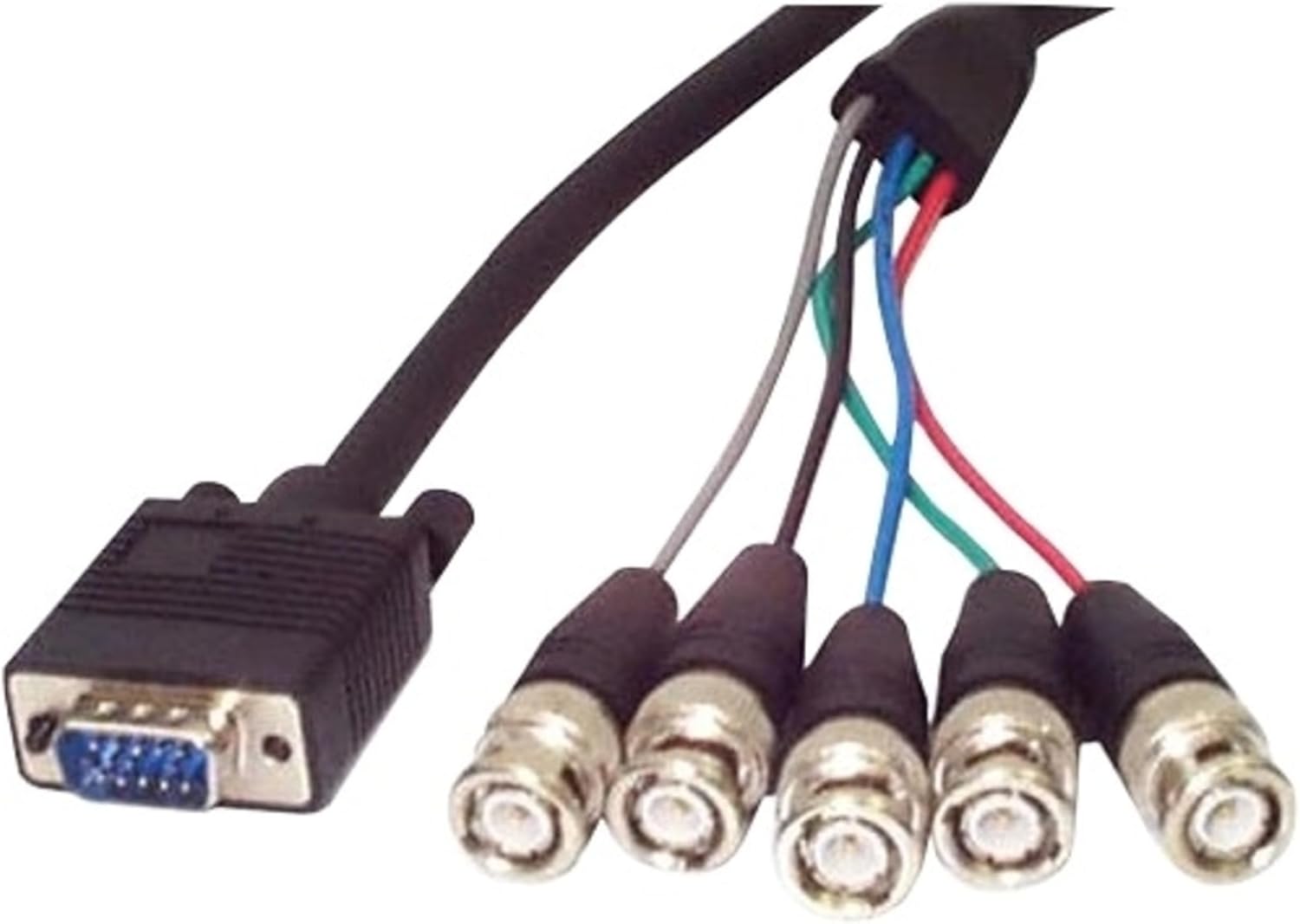 StarTech.com 6-Feet Coax HD15 VGA to 5 BNC Monitor Cable - M/M (VGABNC5) Male BNC