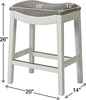 New Ridge Home Goods Zoey 26in. Counter-Height Backless Wood Saddle-Seat Barstool with Nailhead Trim, Alabaster White COUNTER HEIGHT- 26"