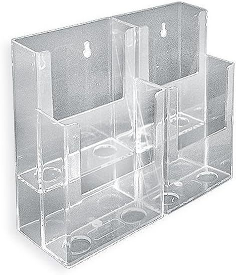 AZAR DISPLAYS 2-Tier Tri-Fold Brochure Counter Display, Clear Acrylic
