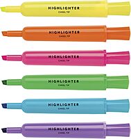 Office Depot Brand Chisel-Tip Highlighters, 100% Recycled Plastic Barrel, Assorted Fluorescent Colors, Pack Of 12