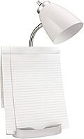 Simple Designs LD1002-WHT Gooseneck Organizer Desk Lamp with iPad Tablet Stand Book Holder, White White 1
