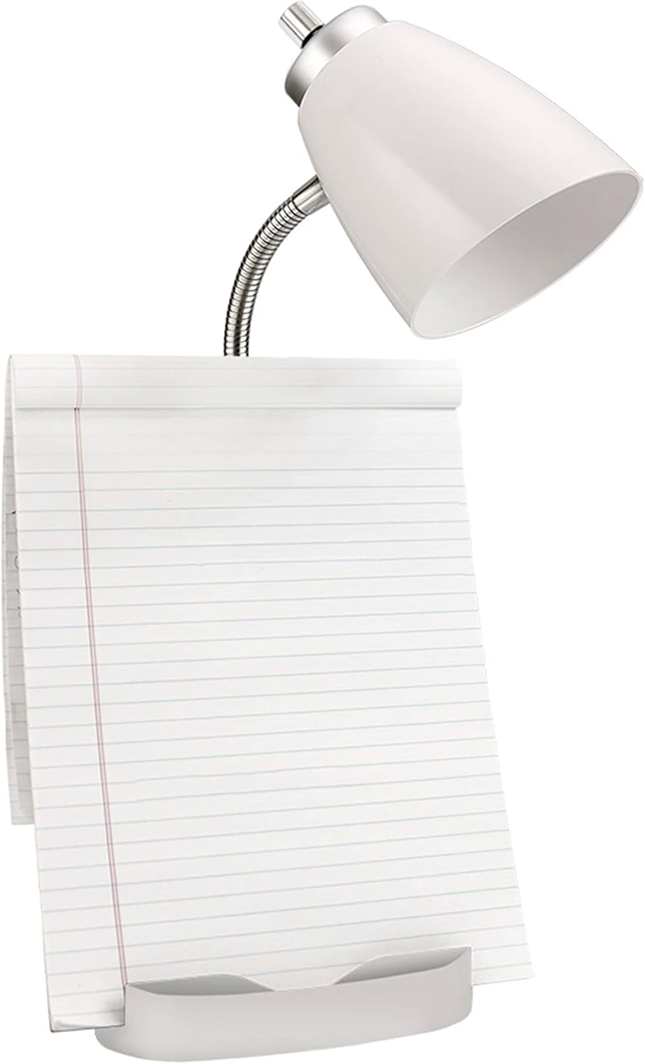 Simple Designs LD1002-WHT Gooseneck Organizer Desk Lamp with iPad Tablet Stand Book Holder, White White 1