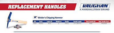 VAUGHAN Chipping Welding Hammer, 12 Ounce, Made in the USA, WC12, VN18510