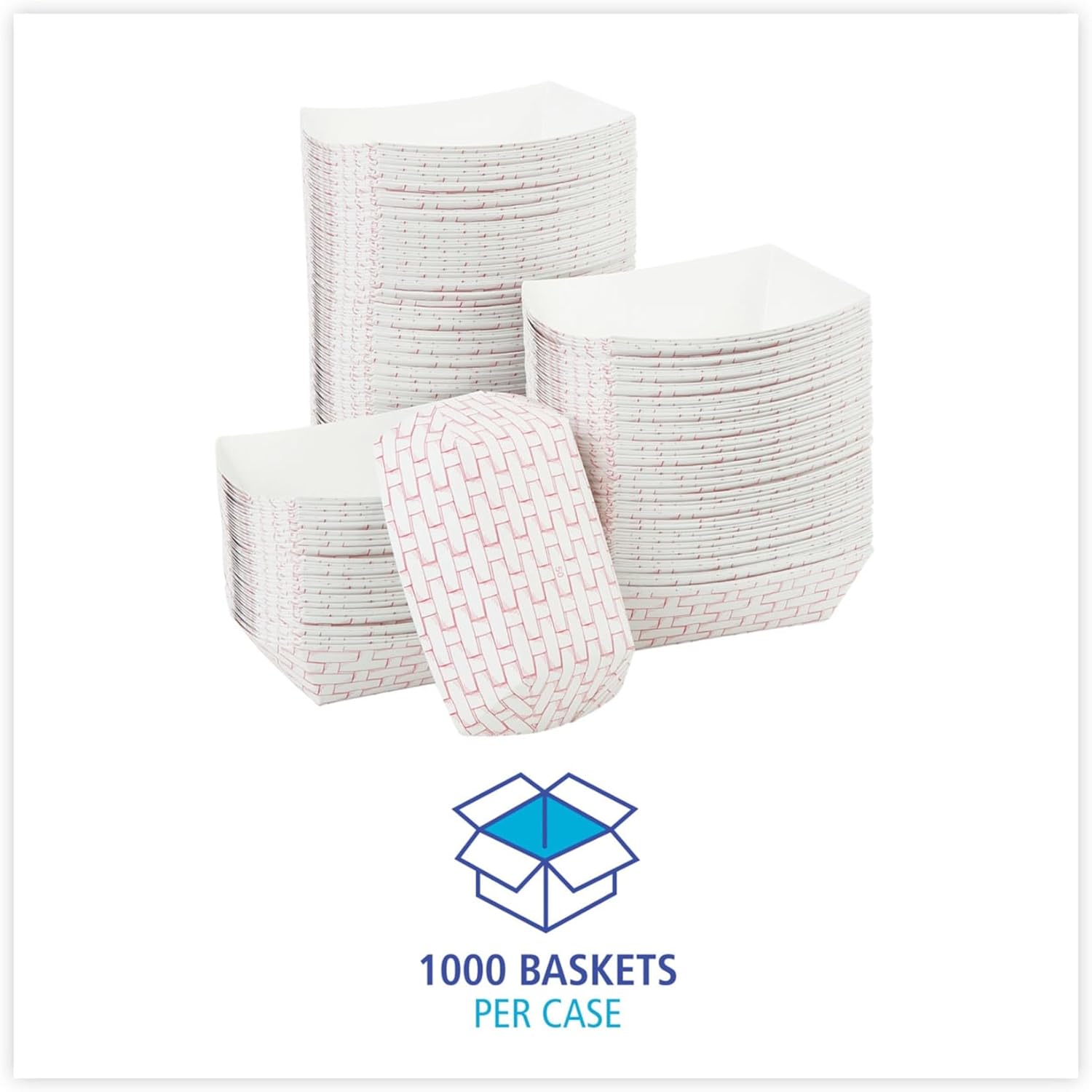 Boardwalk® Paper Food Baskets, 1/2 Lb Capacity, Red/White, Pack Of 1,000