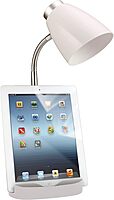 Simple Designs LD1002-WHT Gooseneck Organizer Desk Lamp with iPad Tablet Stand Book Holder, White White 1