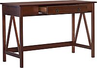 Linon Rockport 46inW Home Office Writing Desk, Antique Tobacco