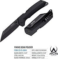 Cold Steel Karve 3.75" AUS10A Razor-Sharp Blade 4.875" G-10 Handle Everyday Carry Outdoor Tactical Folding Knife w/Atlas Lock
