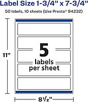 Avery Durable Waterproof Rectangle Labels, Sure Feed Technology, 1.75" x 7.75", Print-to-The-Edge