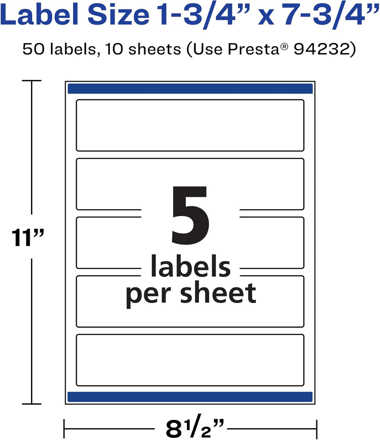 Avery Durable Waterproof Rectangle Labels, Sure Feed Technology, 1.75" x 7.75", Print-to-The-Edge