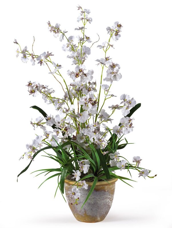 Nearly Natural 1005-WH Dancing Lady Silk Orchid Arrangement White 29" x 10.25" x 10.25"
