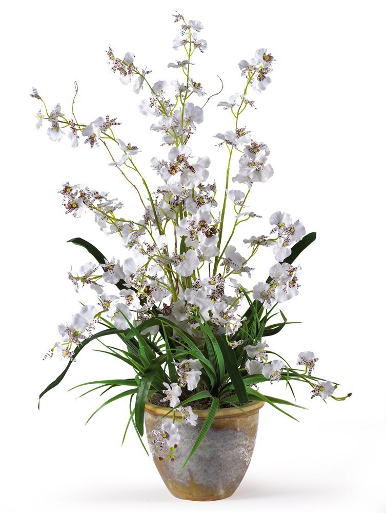 Nearly Natural 1005-WH Dancing Lady Silk Orchid Arrangement White 29" x 10.25" x 10.25"
