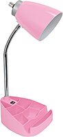 Simple Designs LD1056-PNK Gooseneck Organizer Desk Lamp with Tablet Stand, USB Port, Adjustable Height, Pink