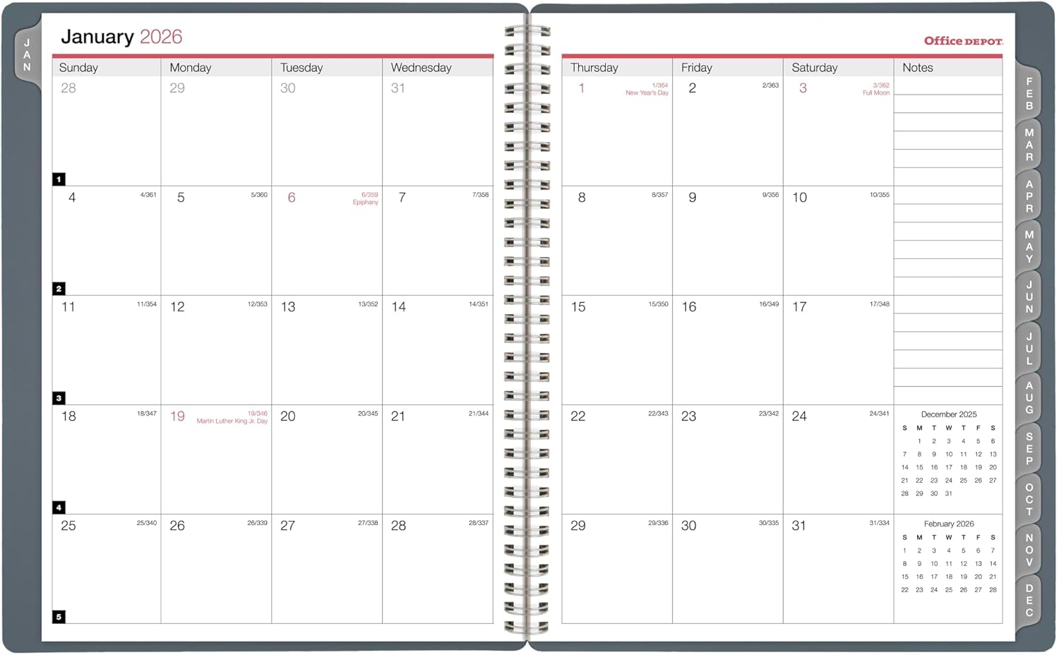 Office Depot Brand Weekly Monthly Appointment Book, 8 1/2" x 11", Silver, January 2026 to December 2026, OD71053026