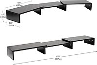 Mind Reader Dual Monitor Stand, Desktop Organizer, Laptop Riser, Office, MDF, 51.25" L x 9.25" W x 4.75" H, Black