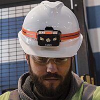 Klein Tools 56064 Rechargeable Auto-Off LED Headlamp, Silicone Strap, 400 lms, All-Day Runtime, for Work, Running
