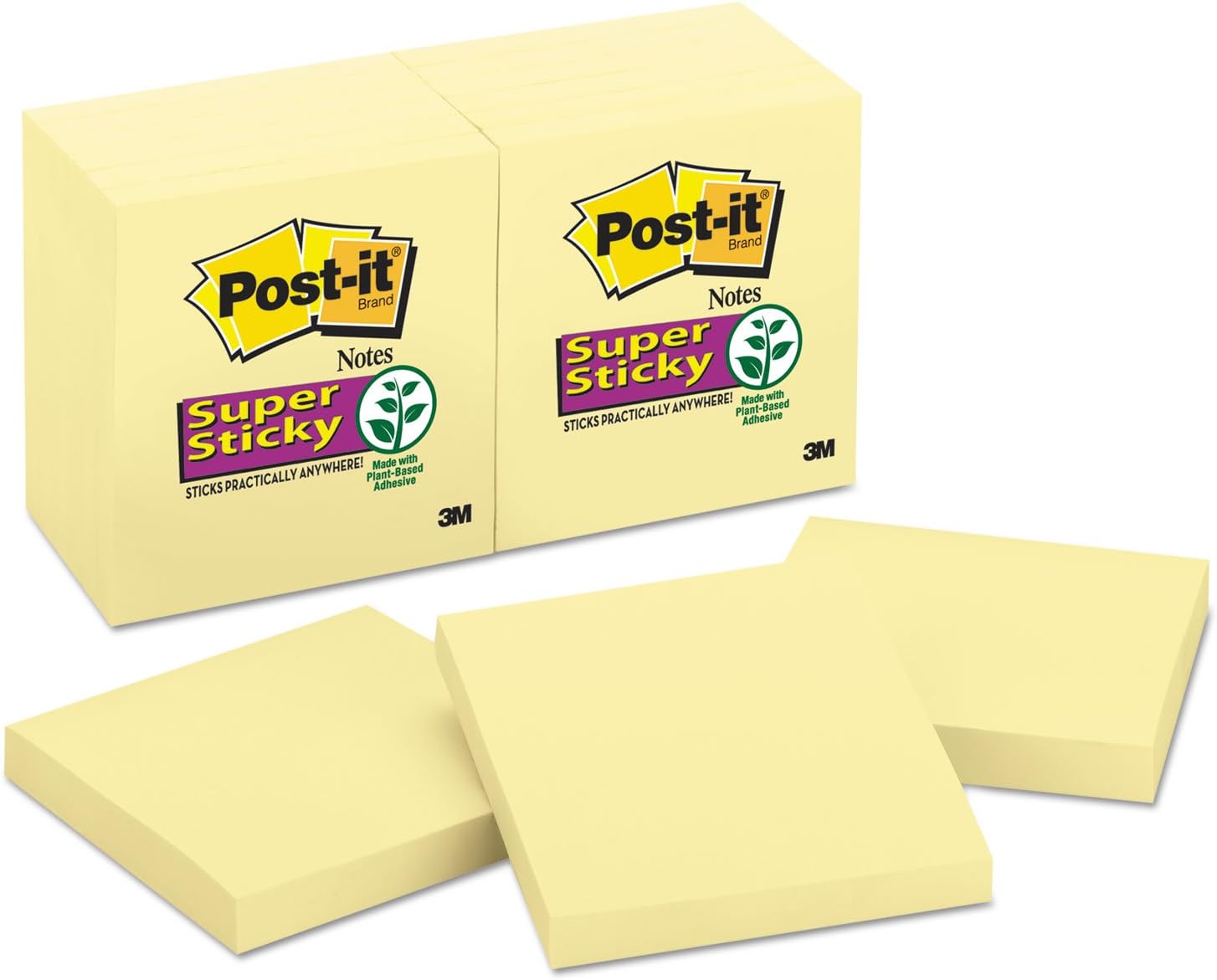 Post-it Super Sticky Notes, 12 Sticky Note Pads, 3 x 3 in., School Supplies, Office Products