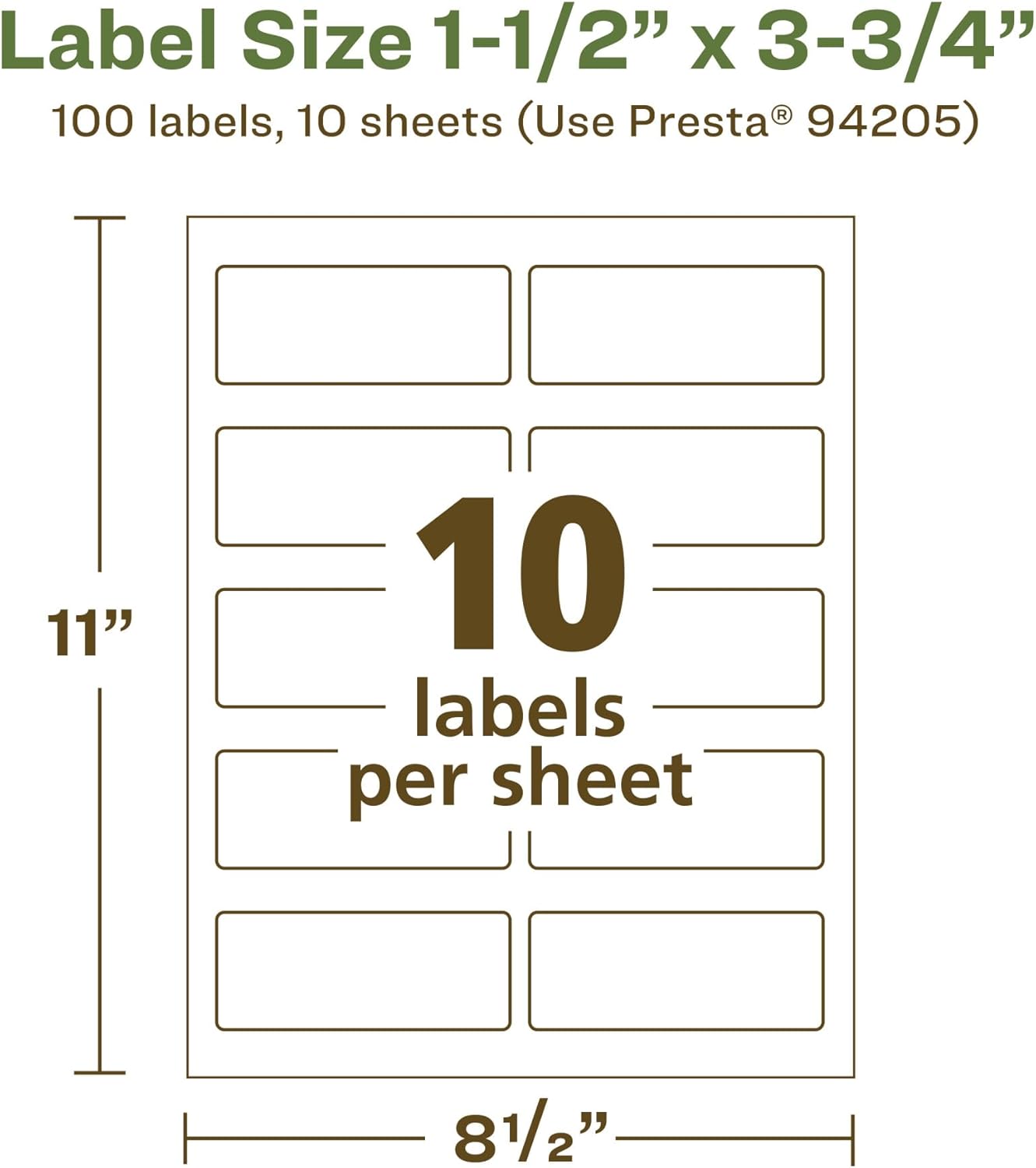 Avery EcoFriendly Matte White Recycled Rectangle Labels 1.5 x 3.75 Print-to-The-Edge Permanent Adhesive Laser/Inkjet