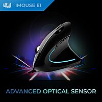 Adesso iMouse E1 Wired Vertical Ergonomic Illuminated Optical 6-Button USB Mouse - Glossy Black, Right-Handed