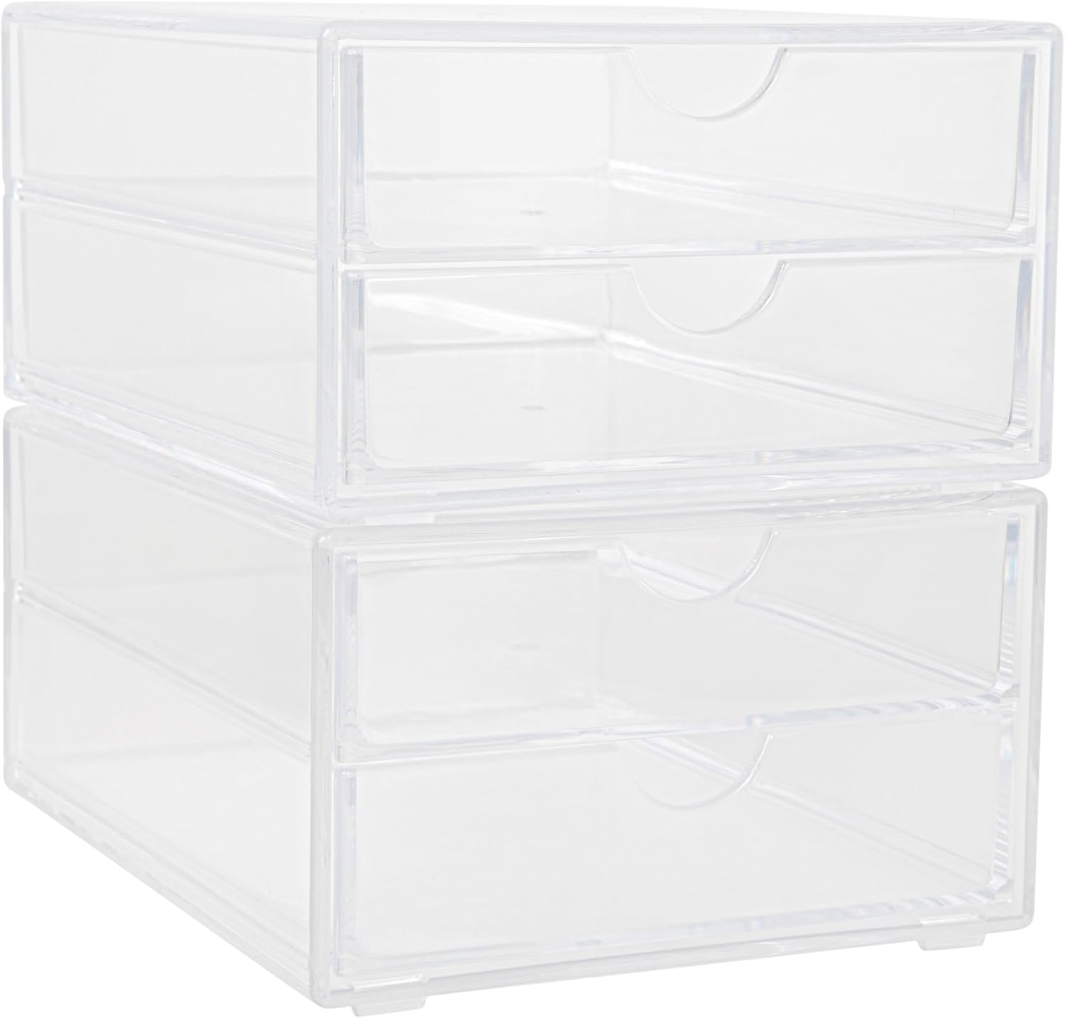 Martha Stewart Brody Desk Organizer with Drawers, Stackable Plastic Storage Box