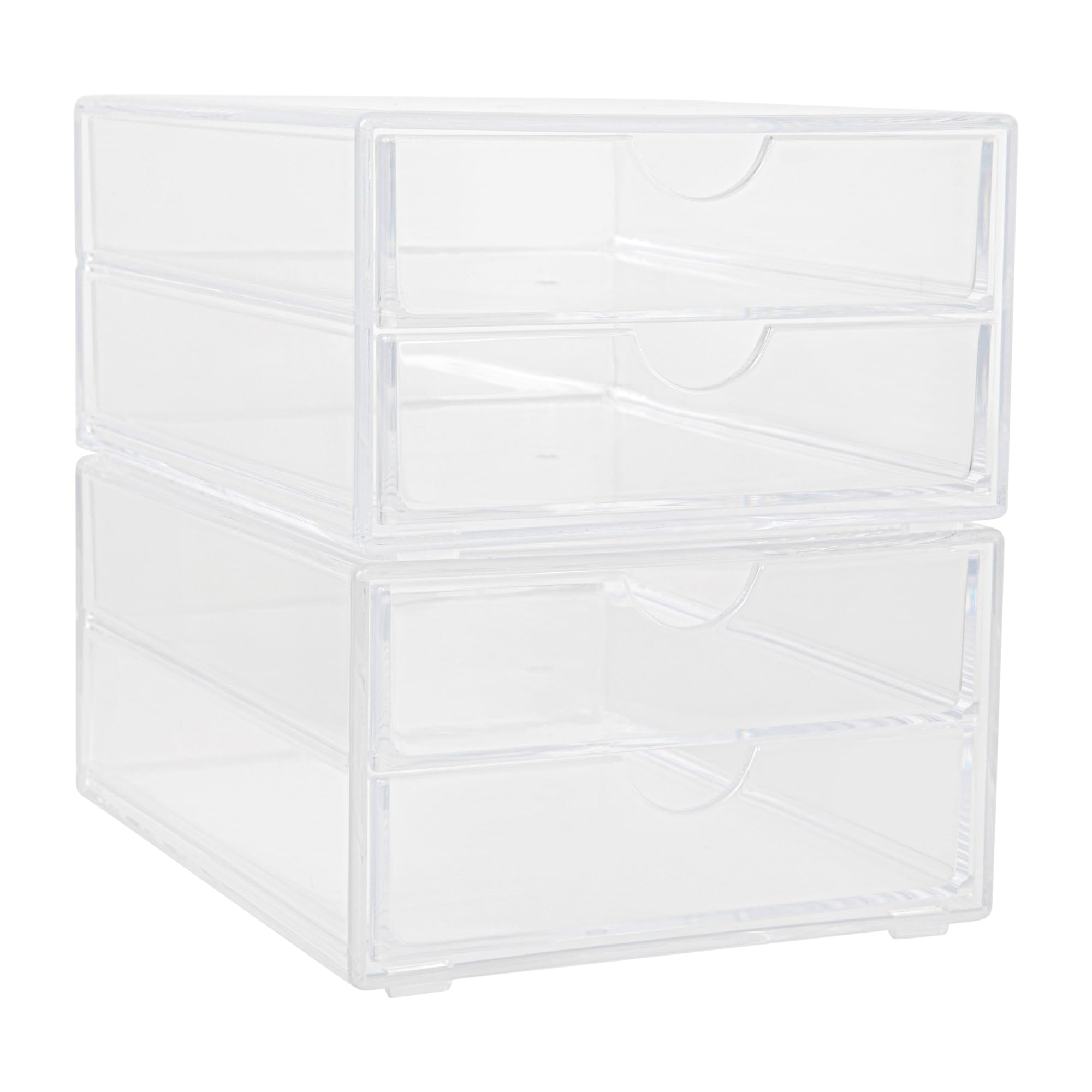 Martha Stewart Brody Desk Organizer with Drawers, Stackable Plastic Storage Box