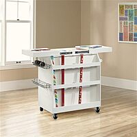 Sauder Craft Pro Mobile Craft Cart, 36inH x 37 1/4inW x 19 1/2inD, Soft White