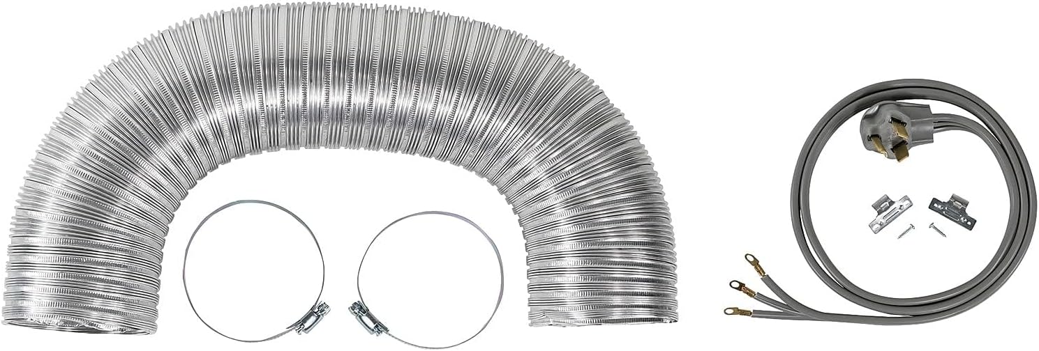 Certified Appliance Accessories CERT77004 Electric Dryer Duct Kit with 5 Foot Vent Duct and 6 Foot 3-Wire 30 Amp Power Cord
