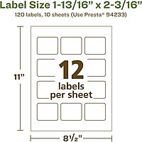 Avery EcoFriendly Matte White Recycled Rectangle Labels, 1-13/16" x 2-3/16", Print-to-The-Edge, Matte White Labels, Permanent Adhesive, Laser/Inkjet Printable, 120 Total 120 labels
