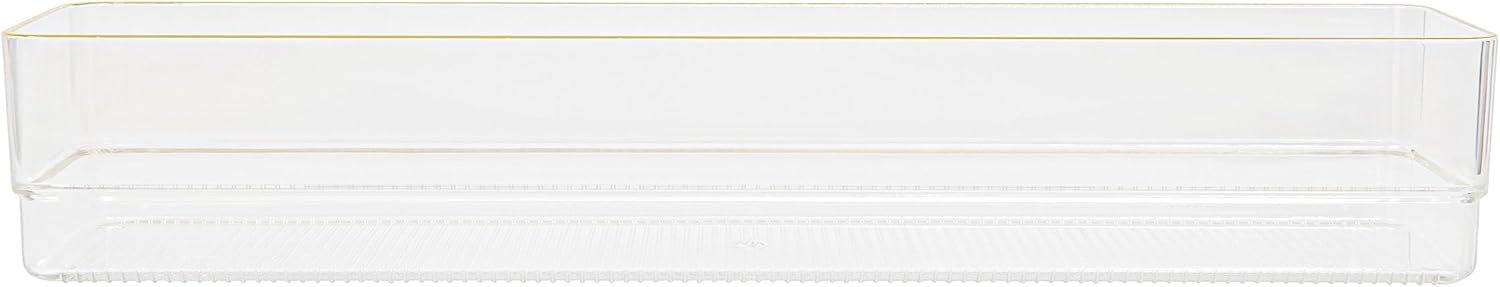 Martha Stewart Kerry Plastic Stackable Office Desk Drawer Organizers with Gold Trim