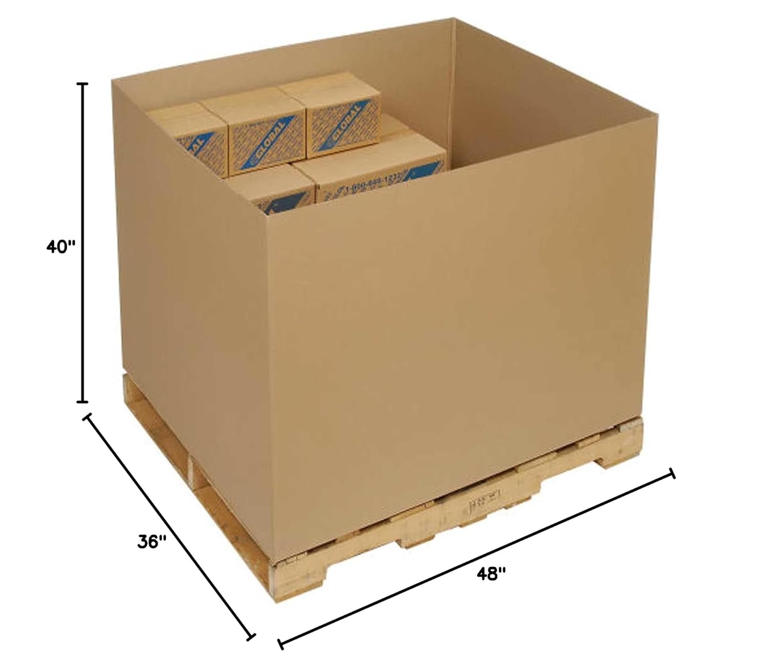 Bulk Cargo Container - Double Wall Gaylord Bottom Container - 48x40x36" , 5/Pk