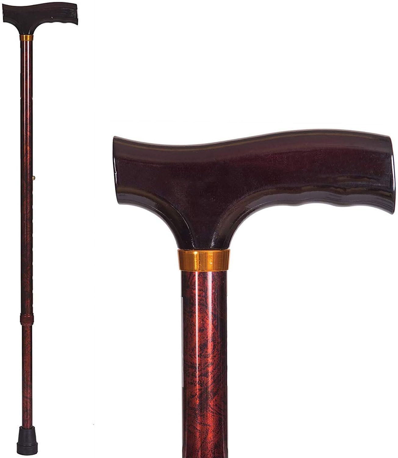 DMI Lightweight Aluminum Adjustable Walking Cane with Derby-Top Handle